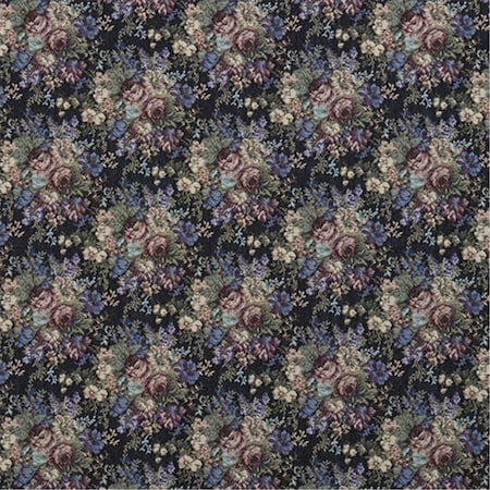 Designer Fabrics 54 in. Wide Blue- Green And Burgundy- Floral Tapestry Upholstery Fabric F927